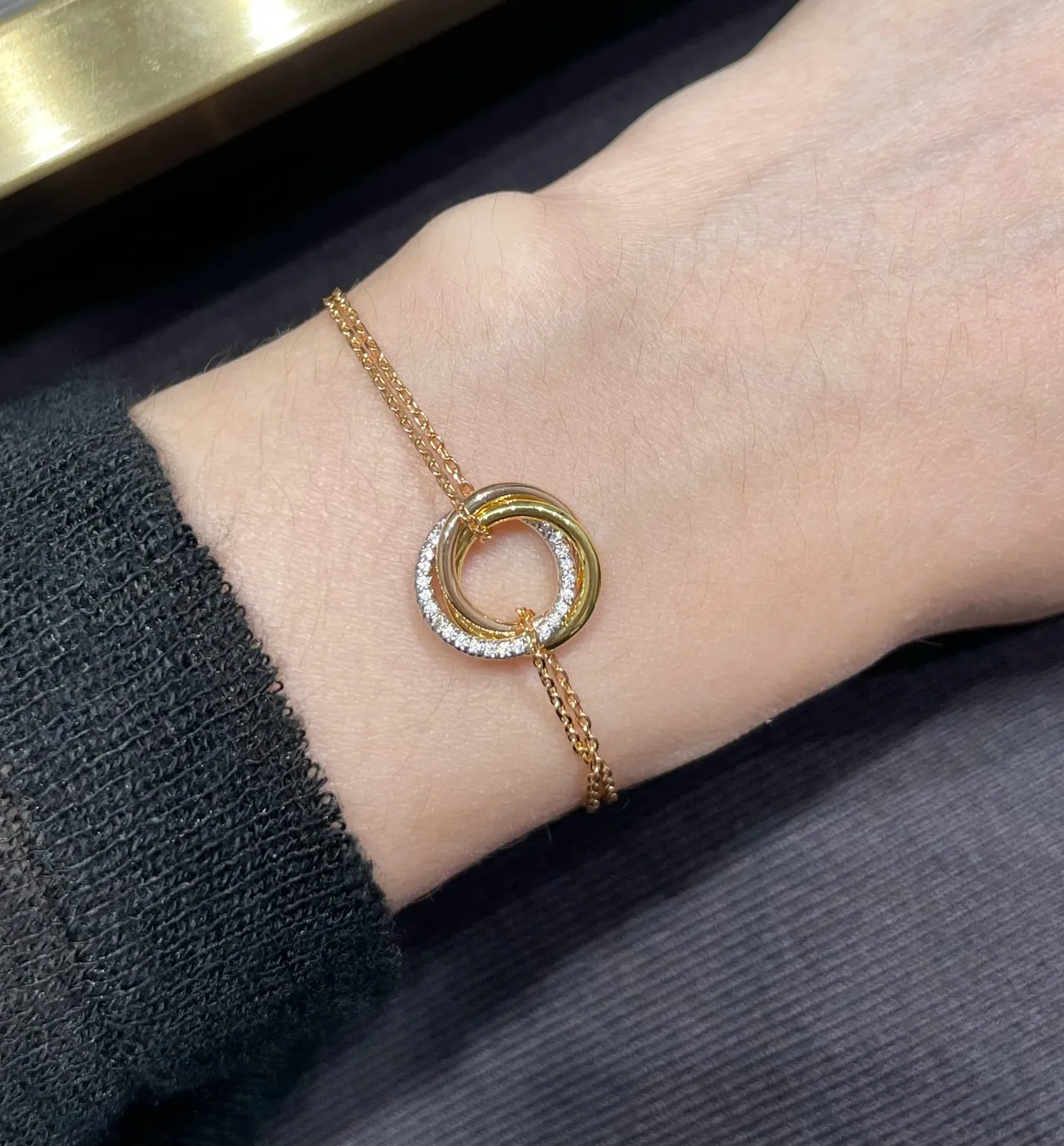 bracelet Cartier Trinity Or tricolore et pavé diamant 9