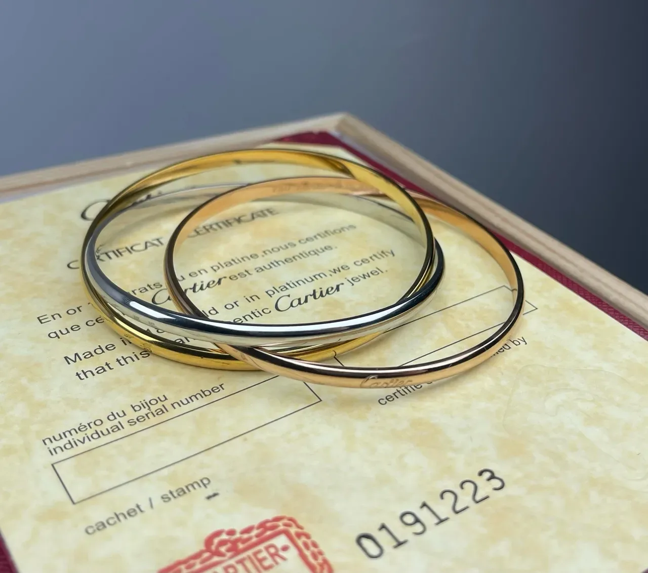 Cartier Trinity Triple-Band Interlocking Polished Multi-Gold Bracelet 3