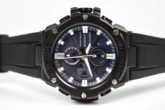 Casio Black Blue Rugged Resin Case Multi-Functional Chronograph Dial Watch 2