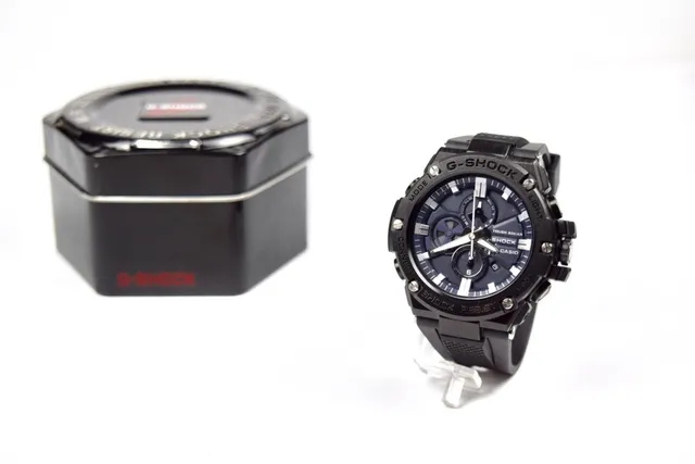 Casio Black Blue Rugged Resin Case Multi-Functional Chronograph Dial Watch 6