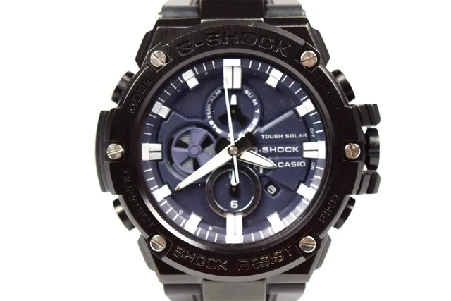 Casio Black Blue Rugged Resin Case Multi-Functional Chronograph Dial Watch 9