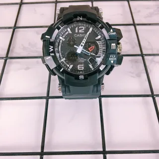 Casio Black White Rugged Resin Construction Multi-Function Analog-Digital Dial Sports Watch