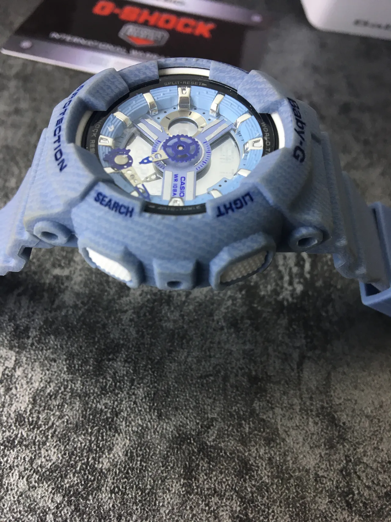 Casio Blue White Light Textured Resin Analog-Digital Hybrid Watch 4