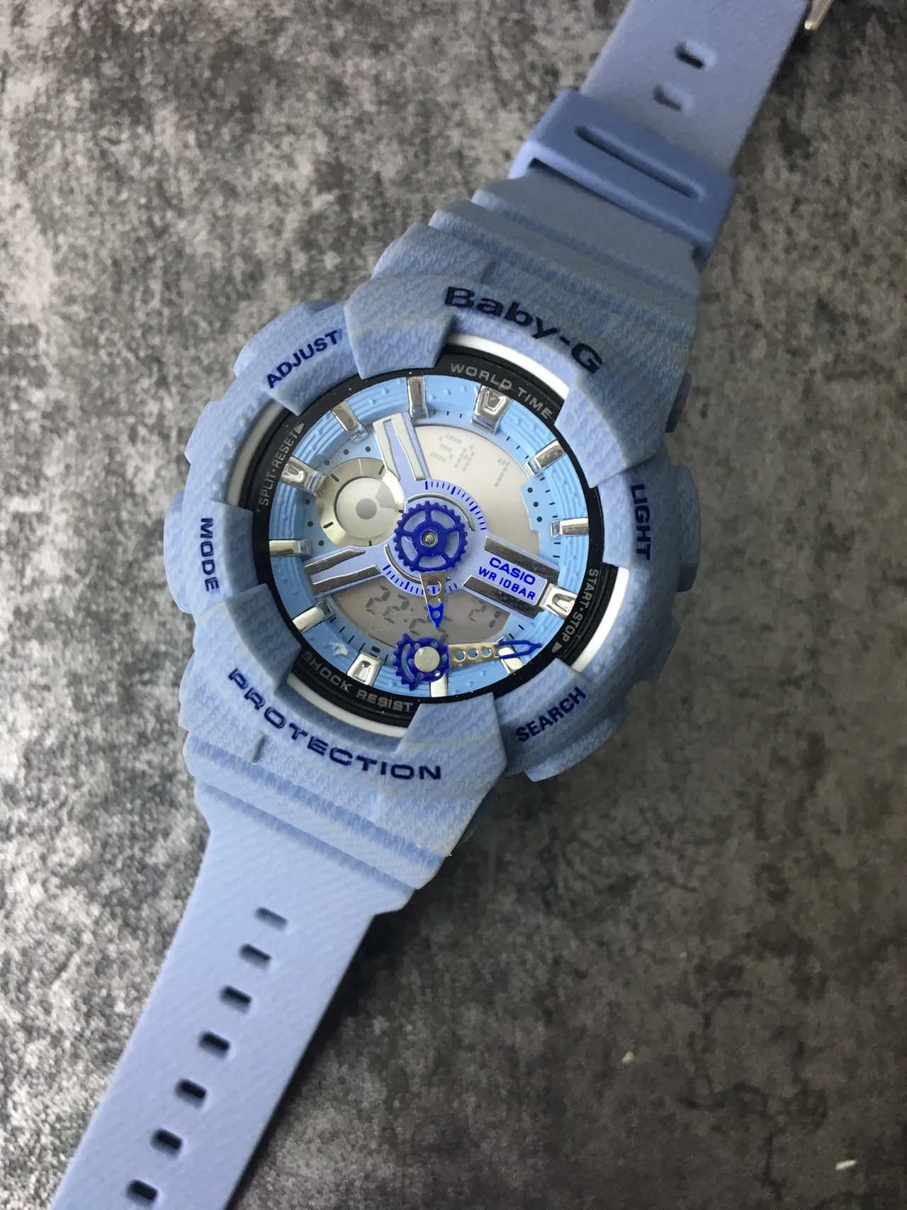Casio Blue White Light Textured Resin Analog-Digital Hybrid Watch 5