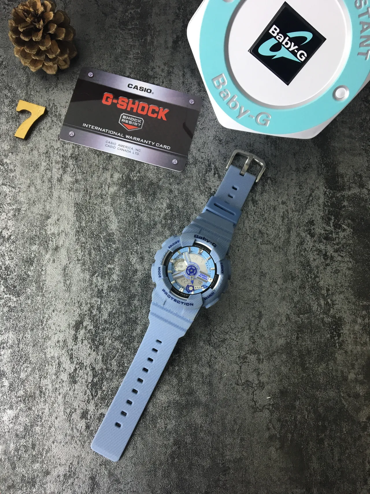 Casio Blue White Light Textured Resin Analog-Digital Hybrid Watch 6