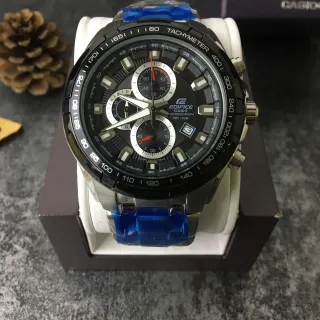 ساعة كاسيو Edifice كرونوغراف أسود وفضي رياضية