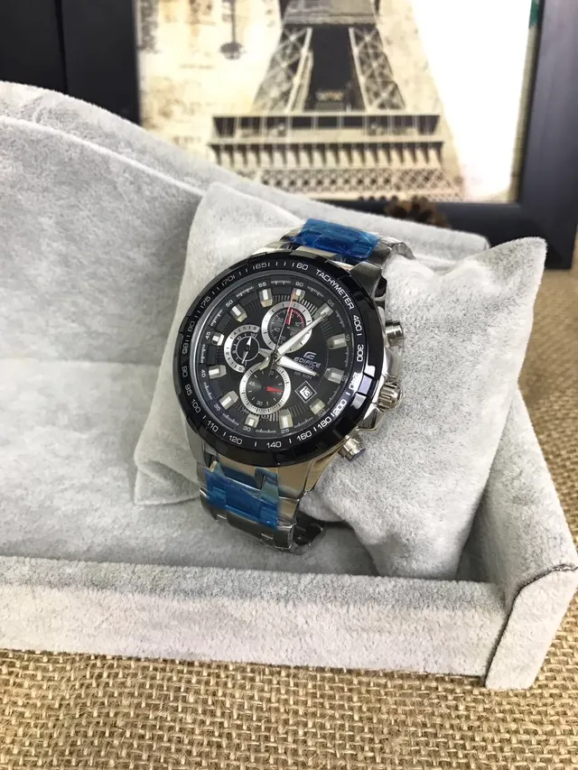 Casio Edifice Chronograph Black and Silver Sports Watch 8