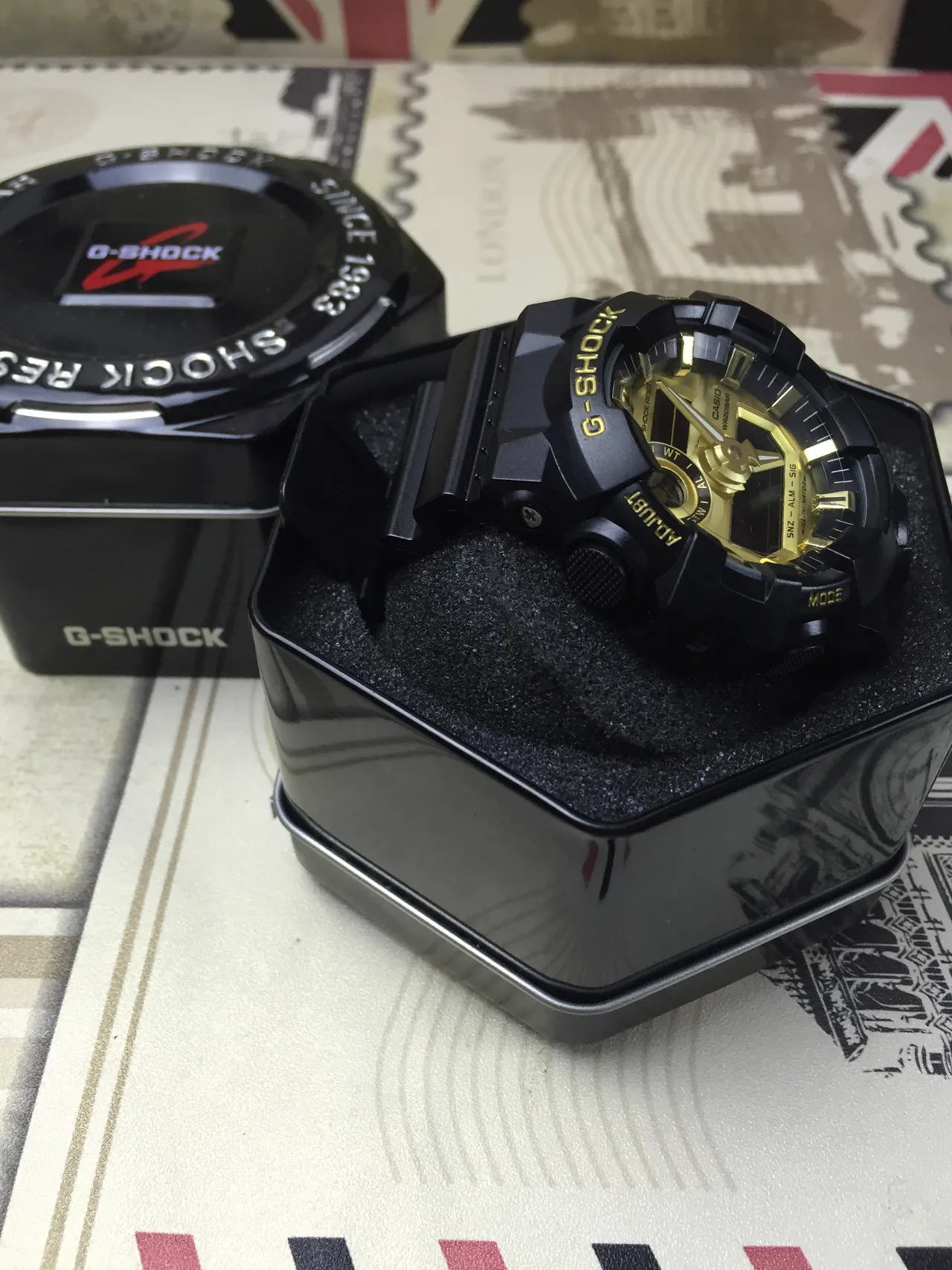 Casio G-Shock GA-100 أسود وذهبي ساعة رياضية 9