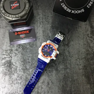 Casio G-Shock GA-100 Reloj Deportivo Azul Blanco Naranja