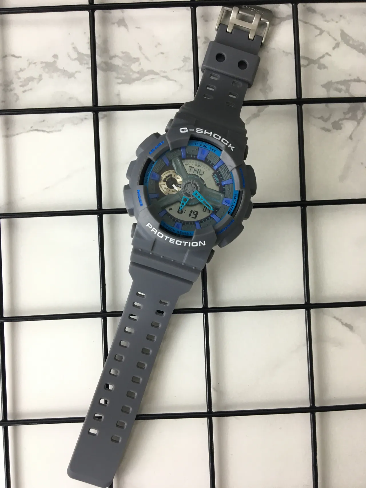 Casio G-Shock GA-100 Relógio Esportivo Cinza e Azul 5