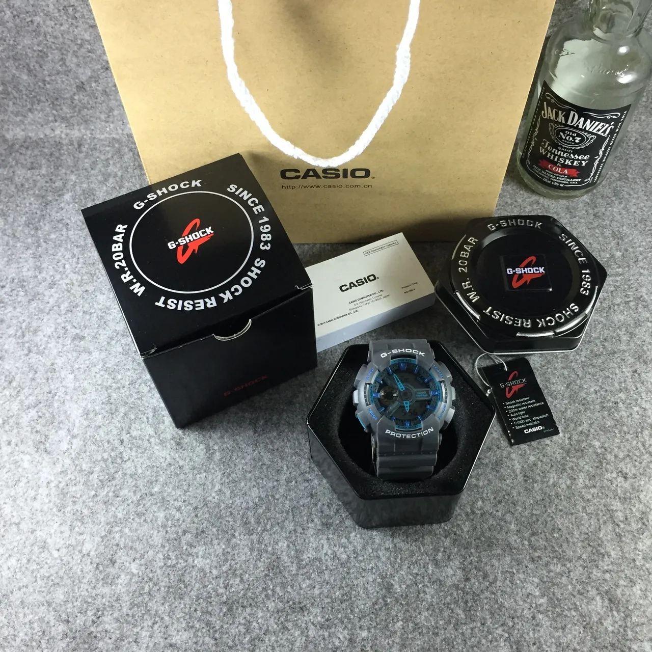 Casio G-Shock GA-100 Relógio Esportivo Cinza e Azul 6