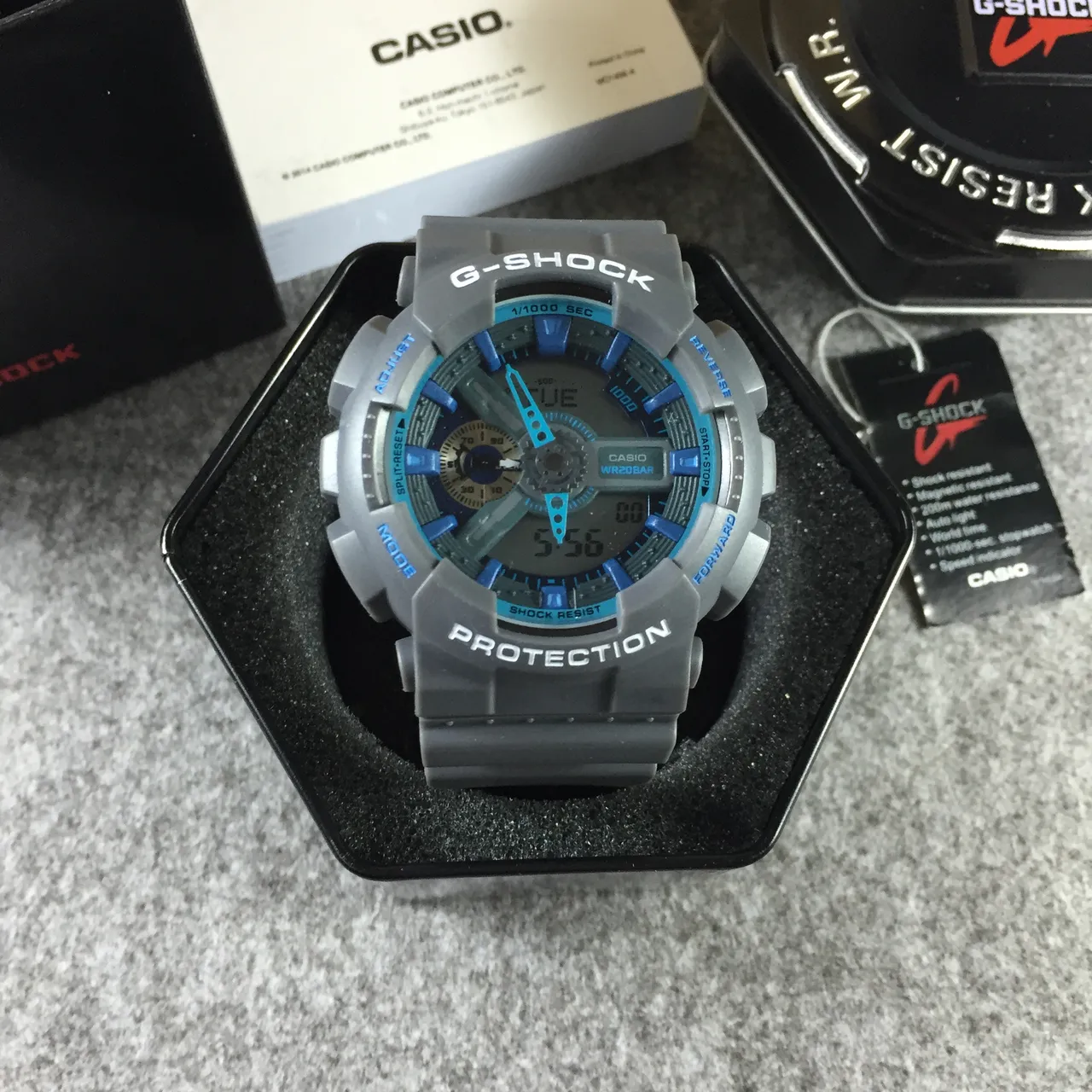 Casio G-Shock GA-100 Relógio Esportivo Cinza e Azul 12