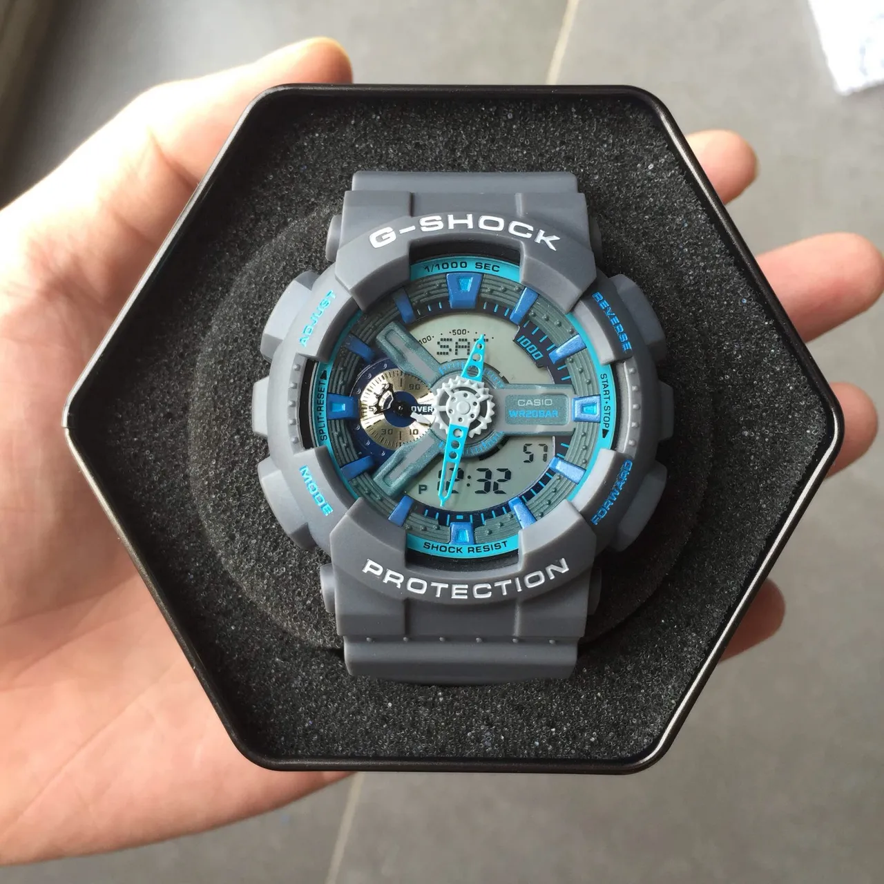 Casio G-Shock GA-100 Relógio Esportivo Cinza e Azul 13