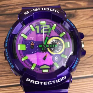 Casio G-Shock GA-100 Purple and Lime Green Sports Watch