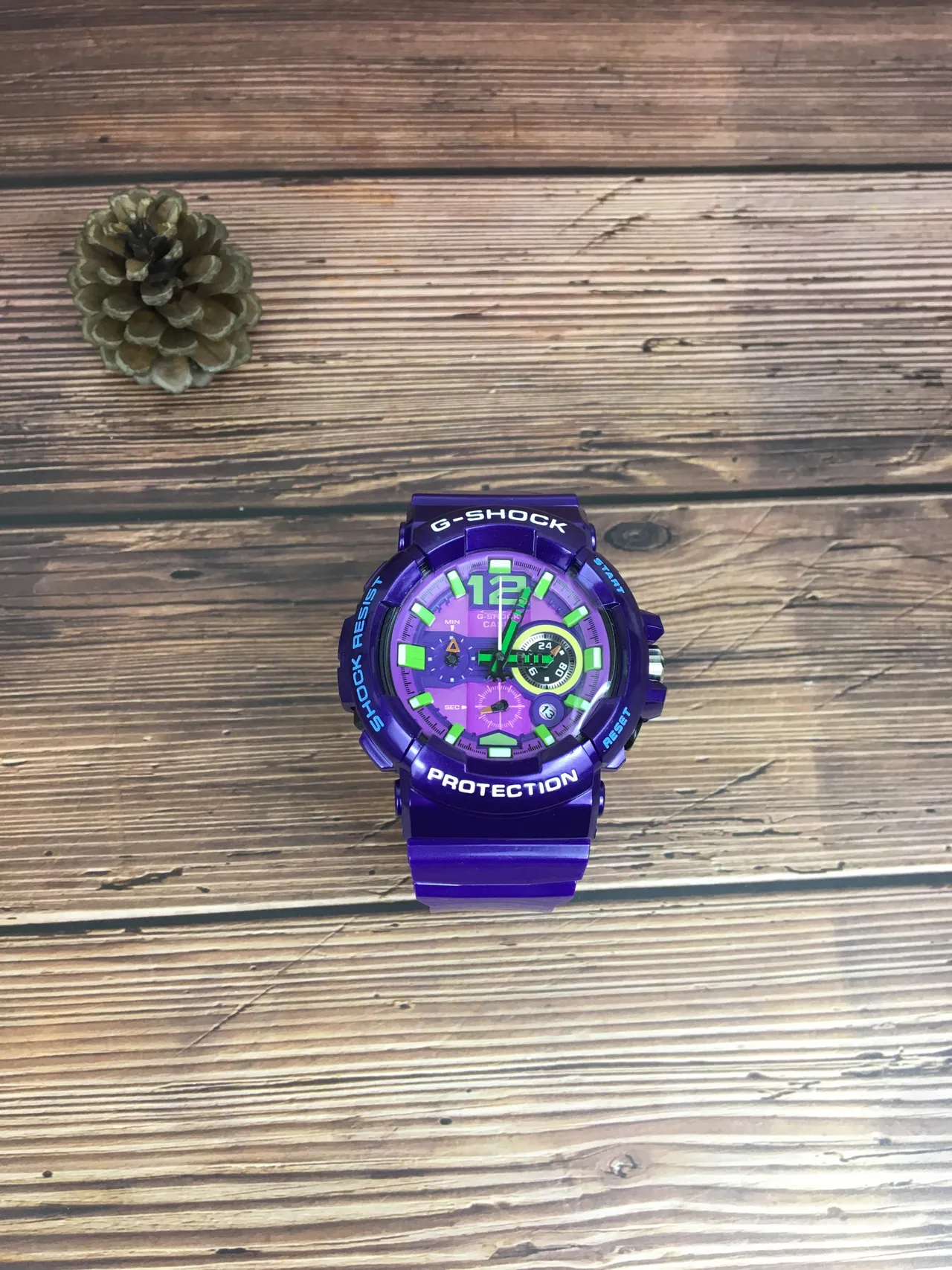 Casio G-Shock GA-100 Purple and Lime Green Sports Watch 3