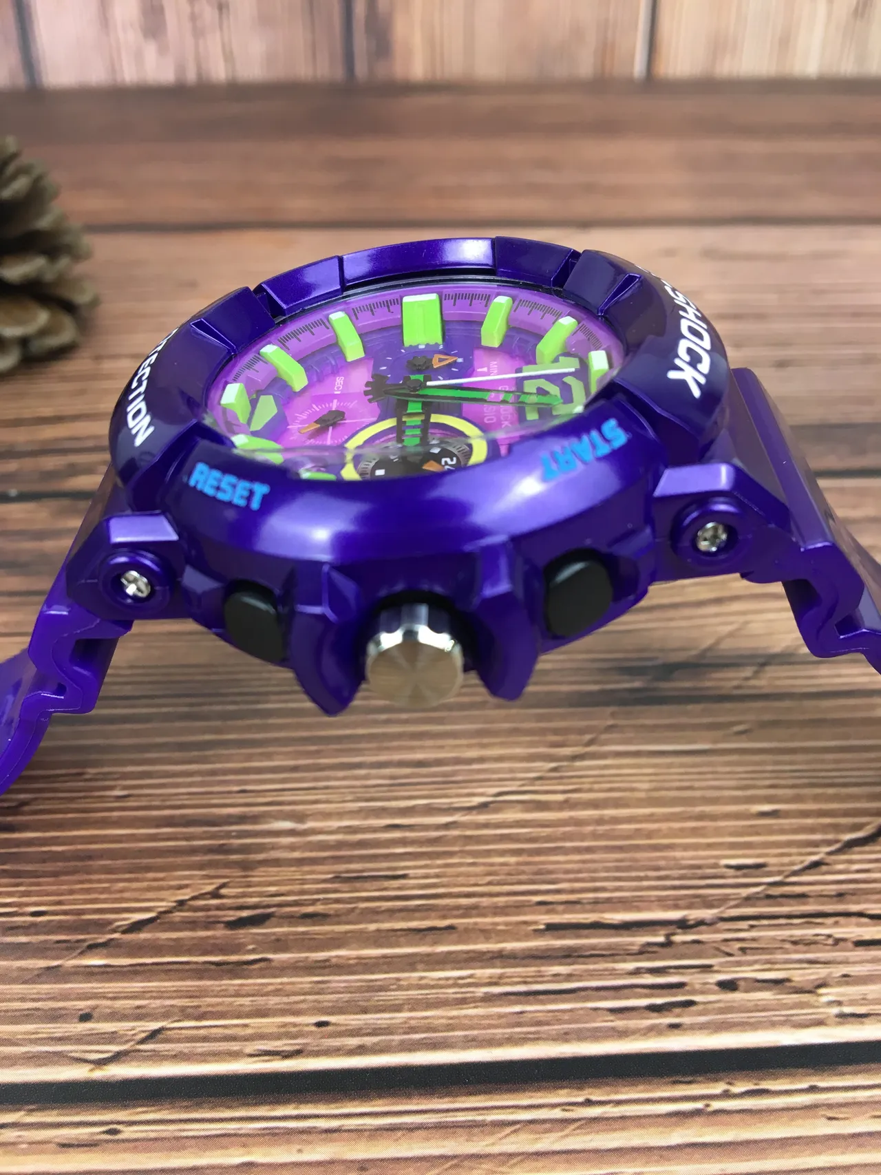 Casio G-Shock GA-100 Purple and Lime Green Sports Watch 5