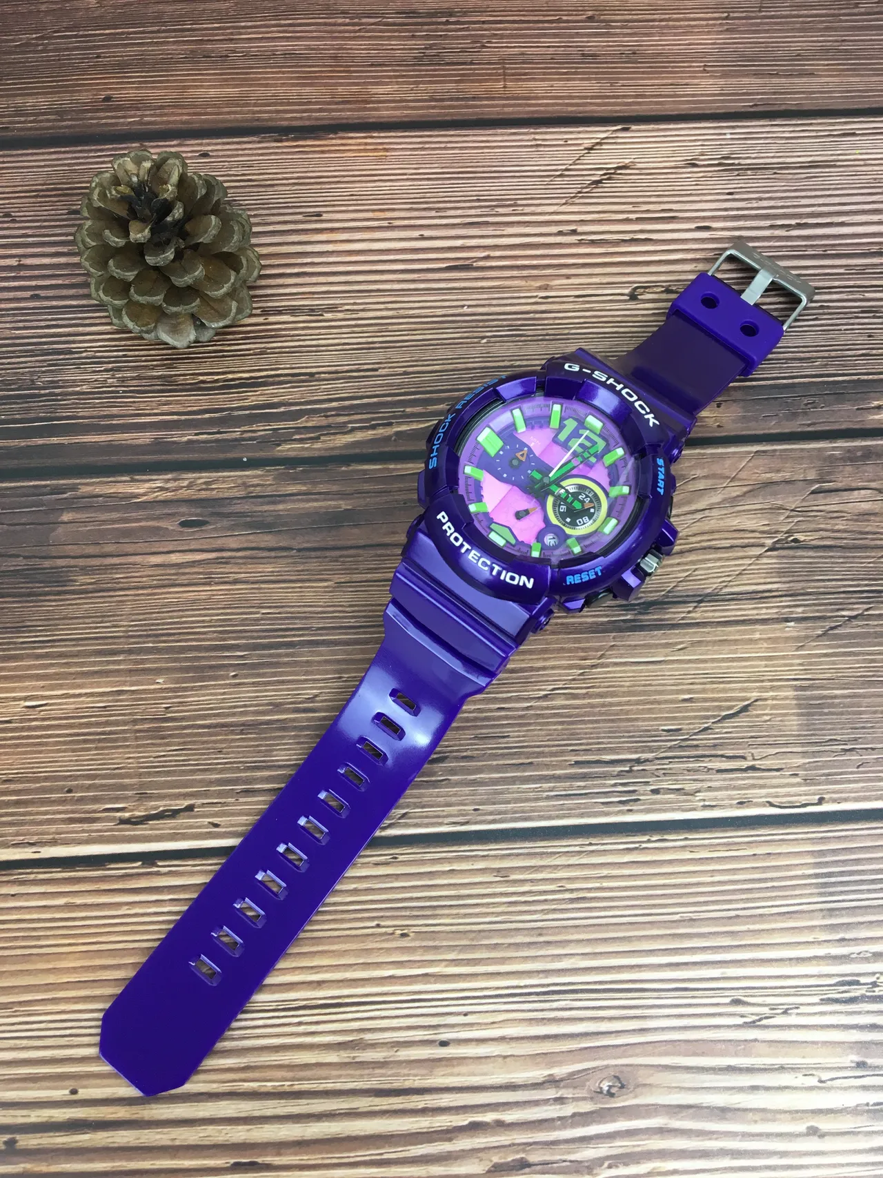 Casio G-Shock GA-100 Purple and Lime Green Sports Watch 6