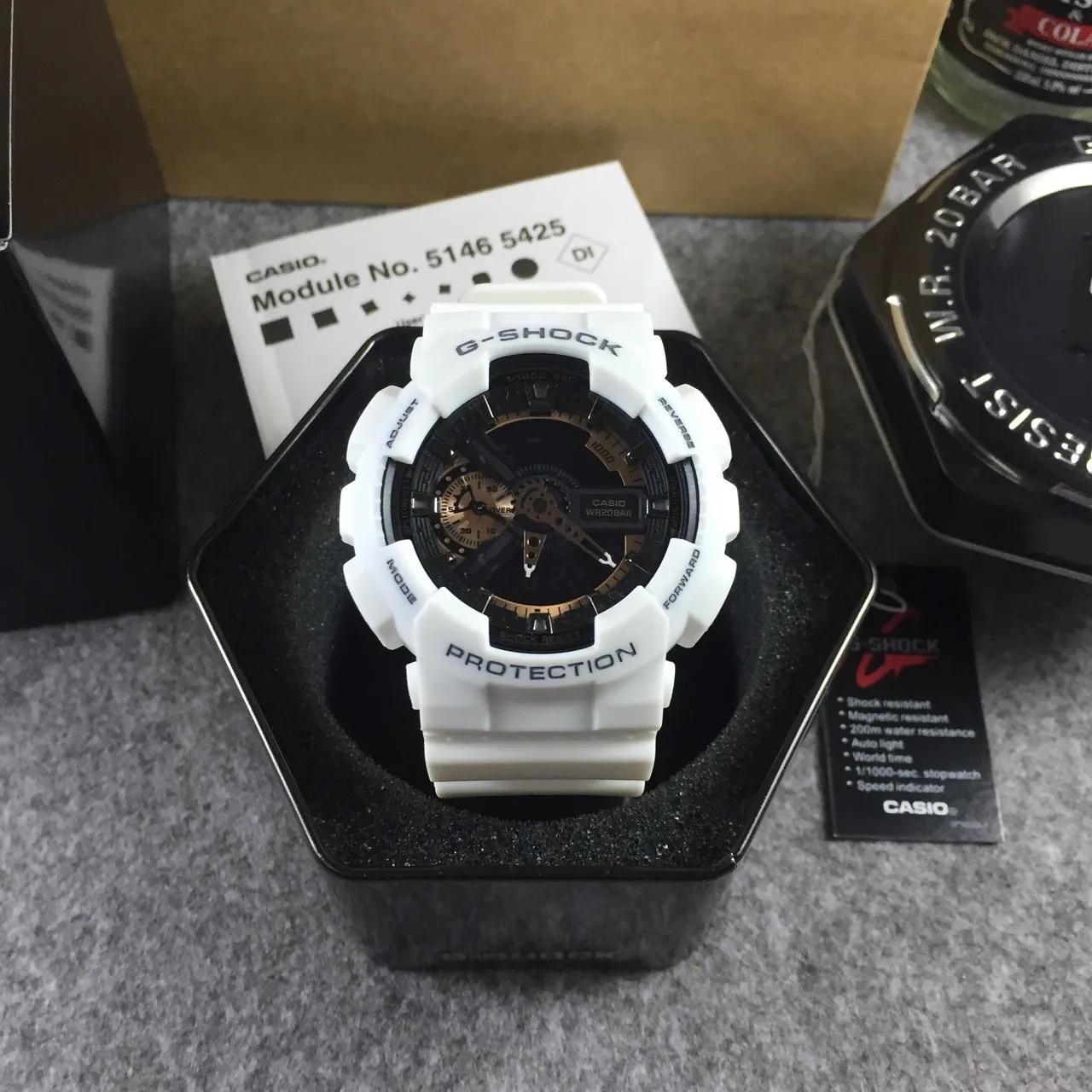 Casio G-Shock GA-100 blanco y negro reloj deportivo 13