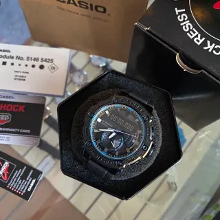 Casio G-Shock GA-2100 Black Blue Hexagonal Case Analog-Digital Hybrid Watch