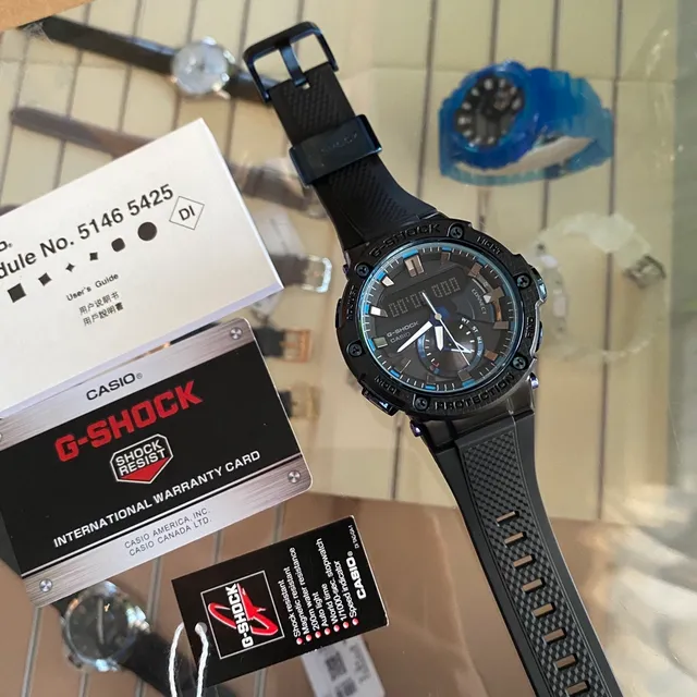 Casio G-Shock GA-2100 Black Blue Hexagonal Case Analog-Digital Hybrid Watch 2