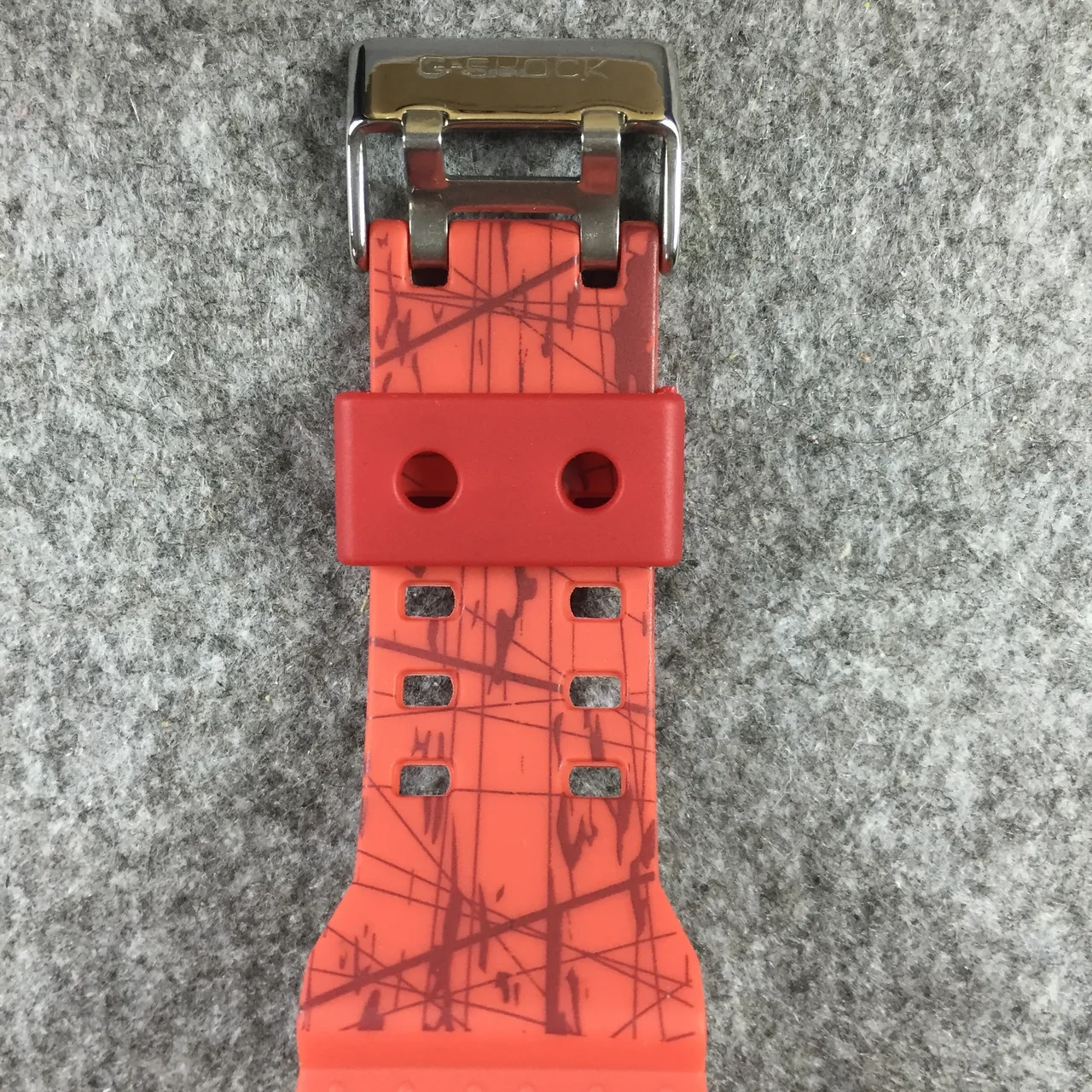 Casio Red Black Resin Marbled Case Analog-Digital Hybrid Watch 14