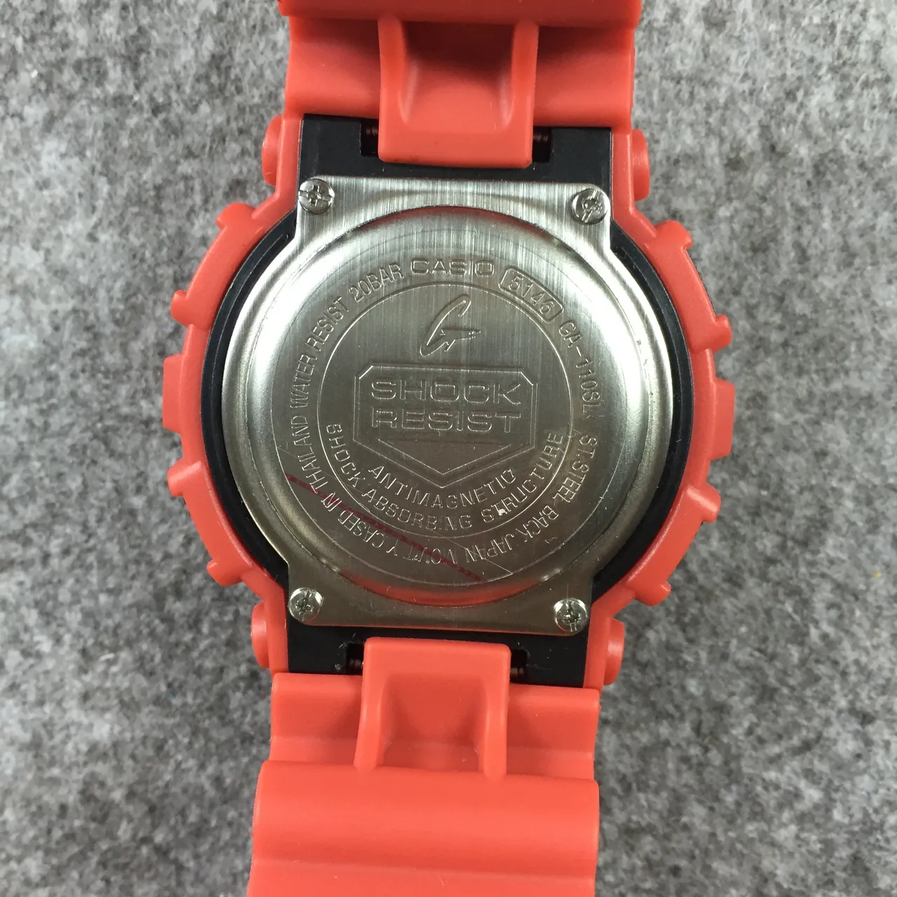 Casio Red Black Resin Marbled Case Analog-Digital Hybrid Watch 8
