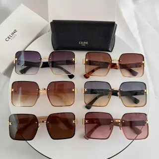 Celine Lunettes de soleil à monture carrée à verres dégradés marron doré