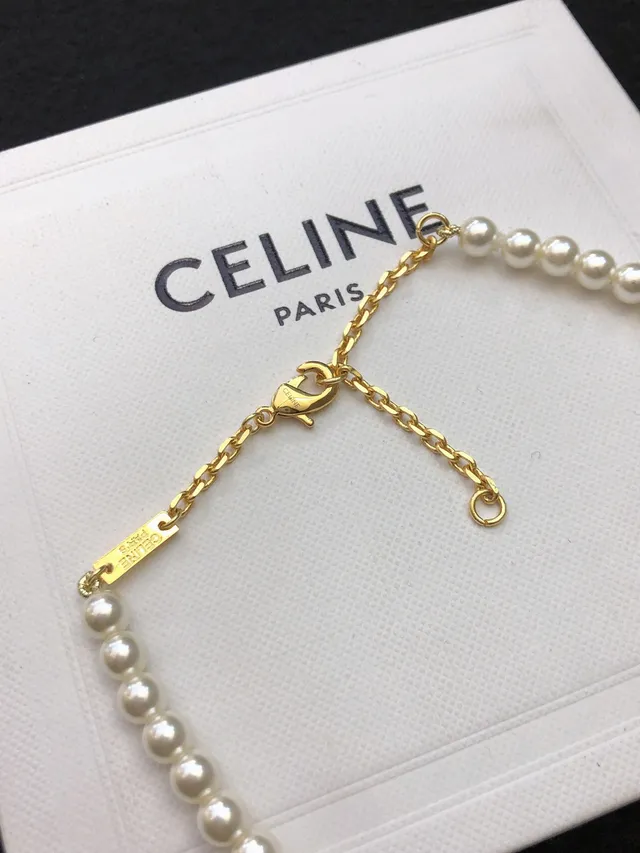 Celine Letter Pendant Pearl Necklace 7