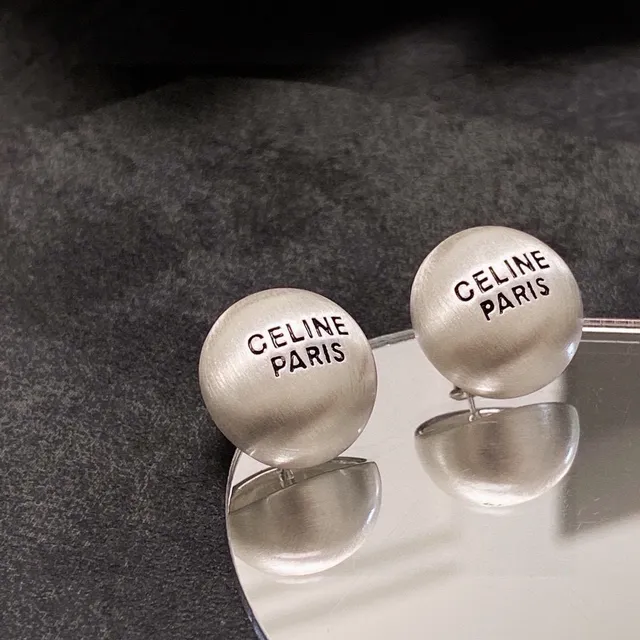 Celine Paris Engraved Spherical Stud Earrings 2