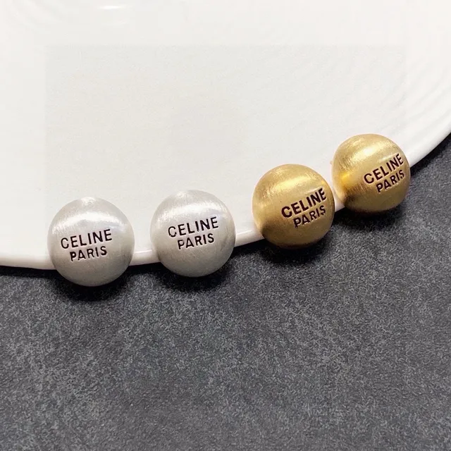 Celine Paris Engraved Spherical Stud Earrings 3