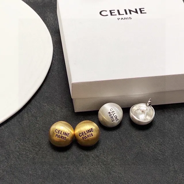 Celine Paris Engraved Spherical Stud Earrings 4