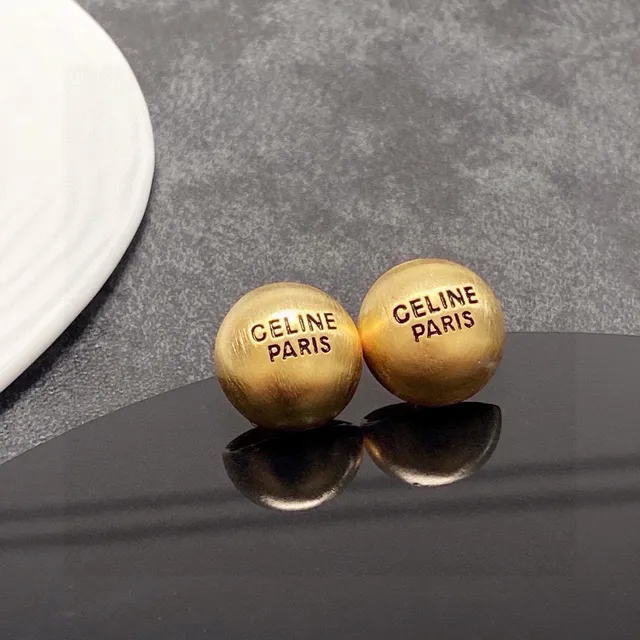 Celine Paris Engraved Spherical Stud Earrings 5