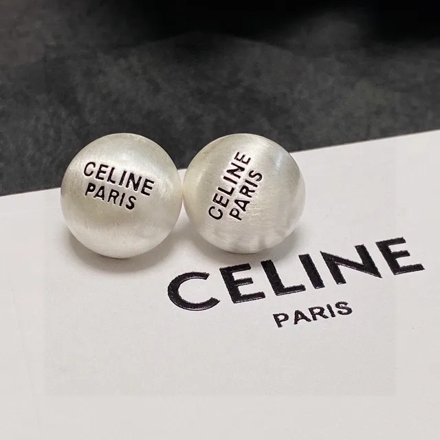 Celine Paris Engraved Spherical Stud Earrings 6