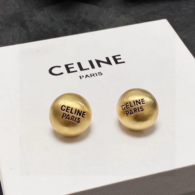 Celine Paris Engraved Spherical Stud Earrings 7