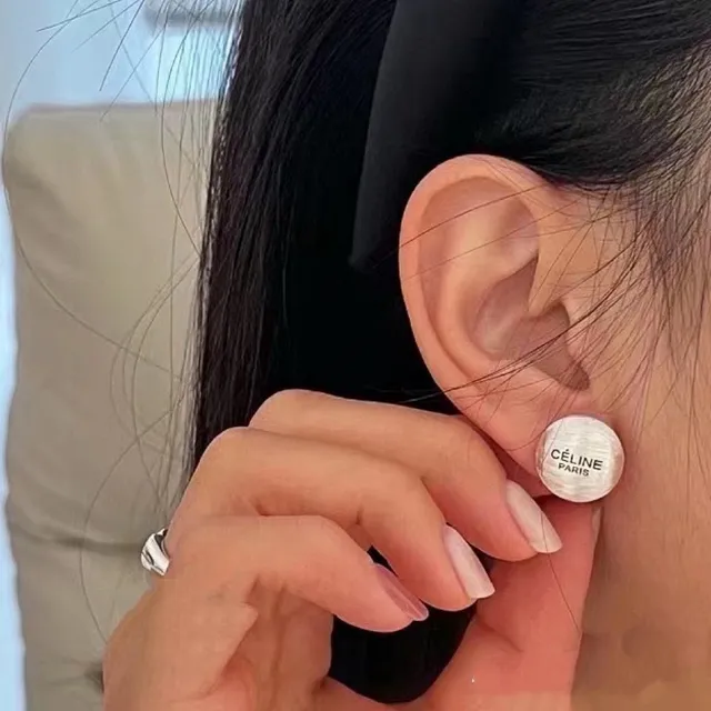 Celine Paris Engraved Spherical Stud Earrings 9