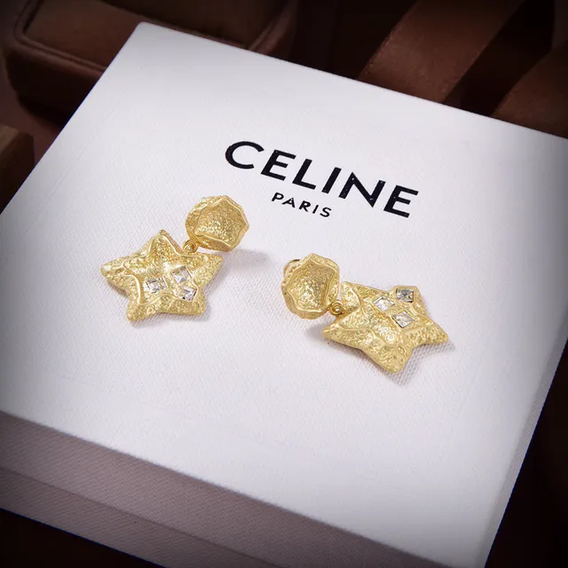 Celine Star-Shaped Crystal Drop Earrings 2