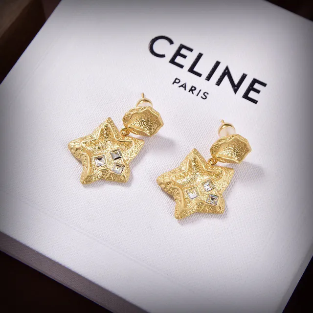 Celine Star-Shaped Crystal Drop Earrings 3