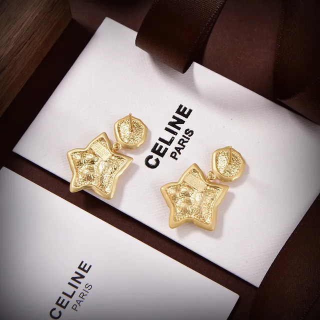 Celine Star-Shaped Crystal Drop Earrings 4