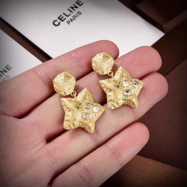 Celine Star-Shaped Crystal Drop Earrings 5