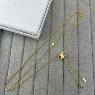 Celine Triomphe Gold-Tone Layered Chain Necklace