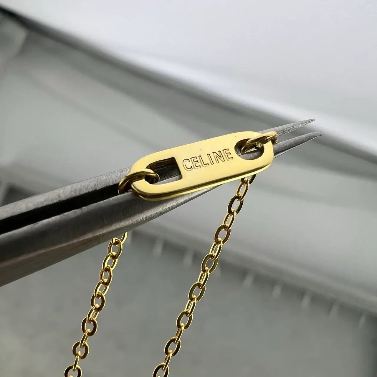 Celine Triomphe Gold-Tone Layered Chain Necklace 3