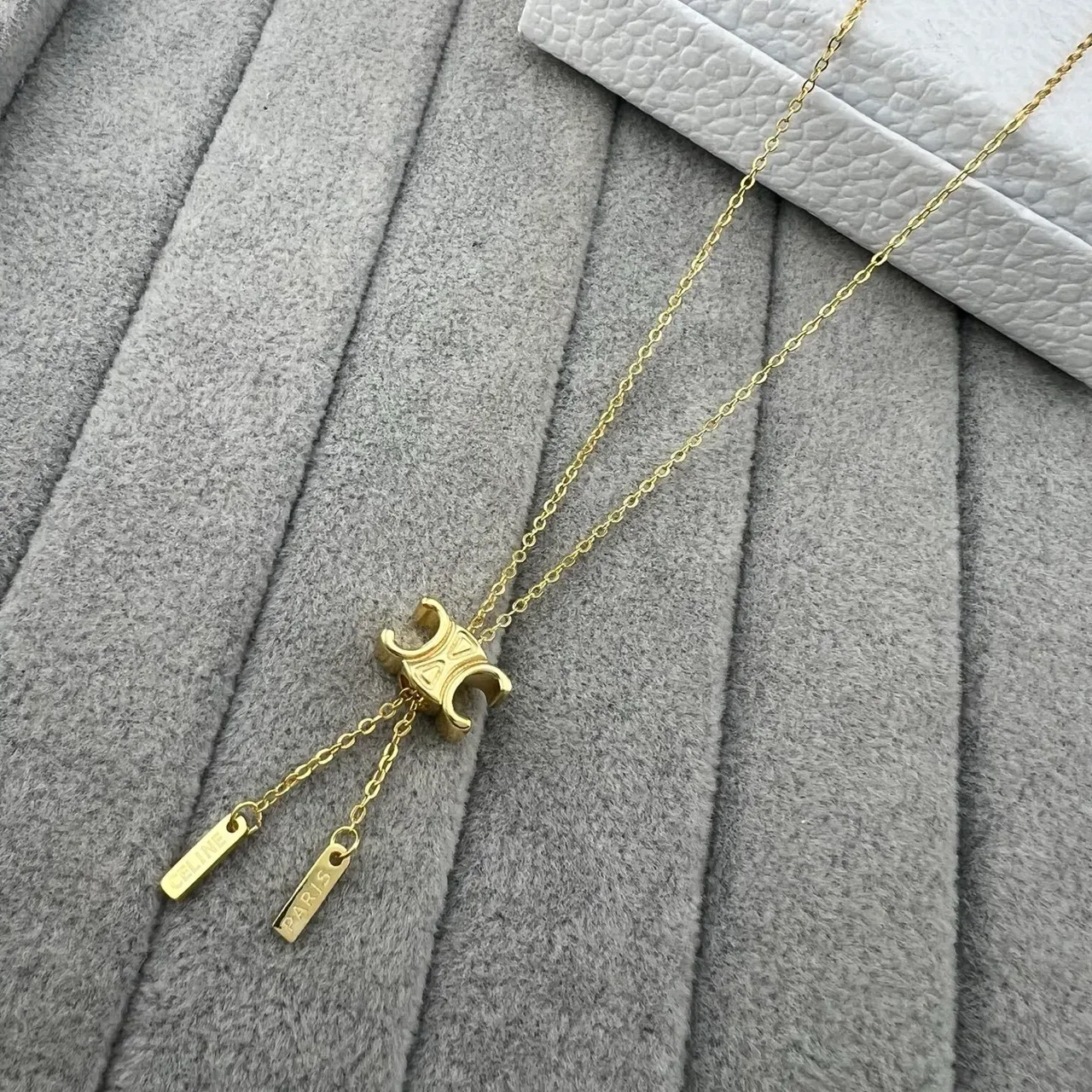 Celine Triomphe Gold-Tone Layered Chain Necklace 5