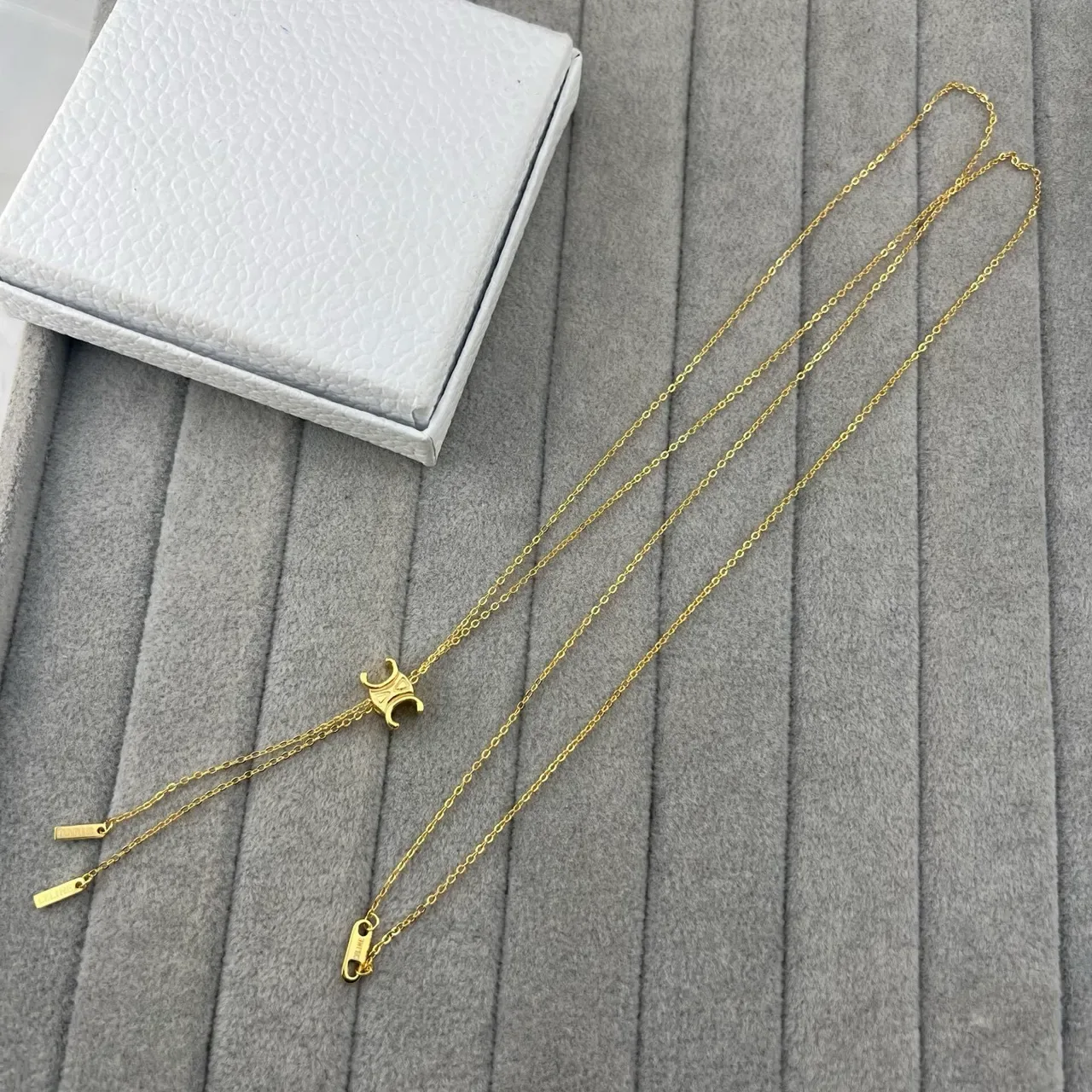 Celine Triomphe Gold-Tone Layered Chain Necklace 6