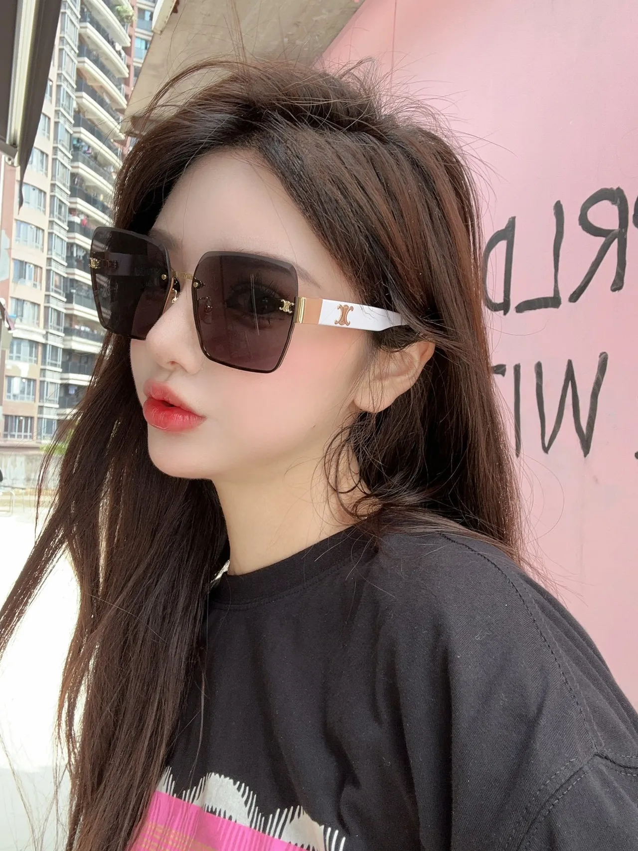 Celine Triomphe Gradient Brown Gray Rimless Sunglasses 2