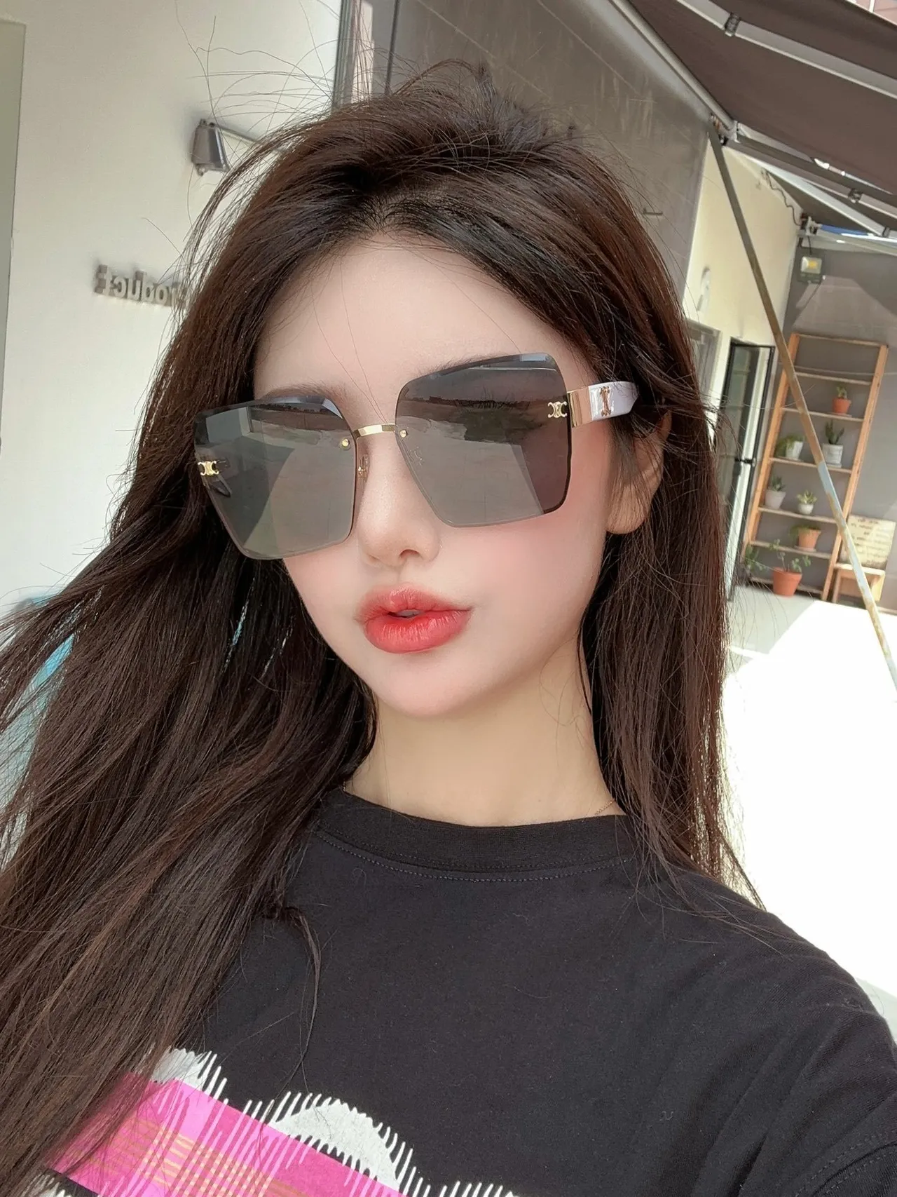 Celine Triomphe Gradient Brown Gray Rimless Sunglasses 3