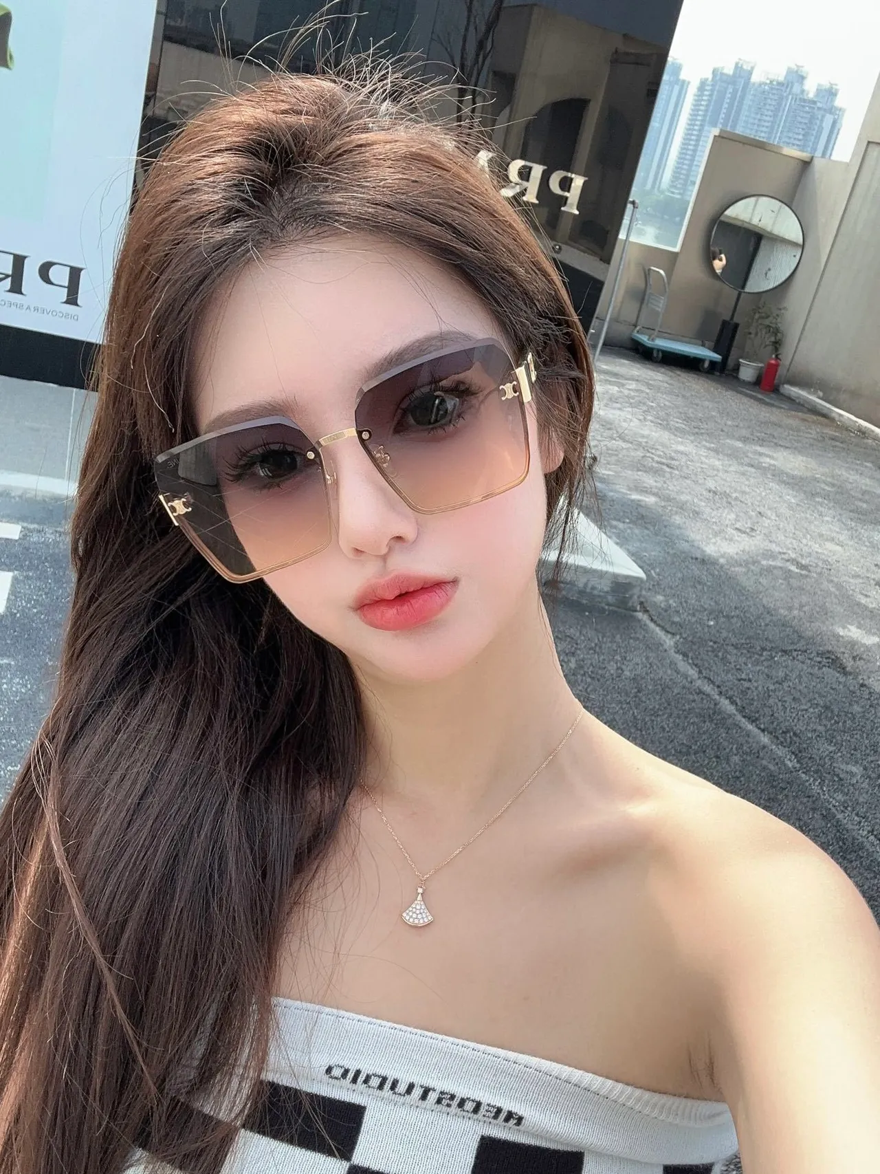 Celine Triomphe Gradient Brown Gray Rimless Sunglasses 7