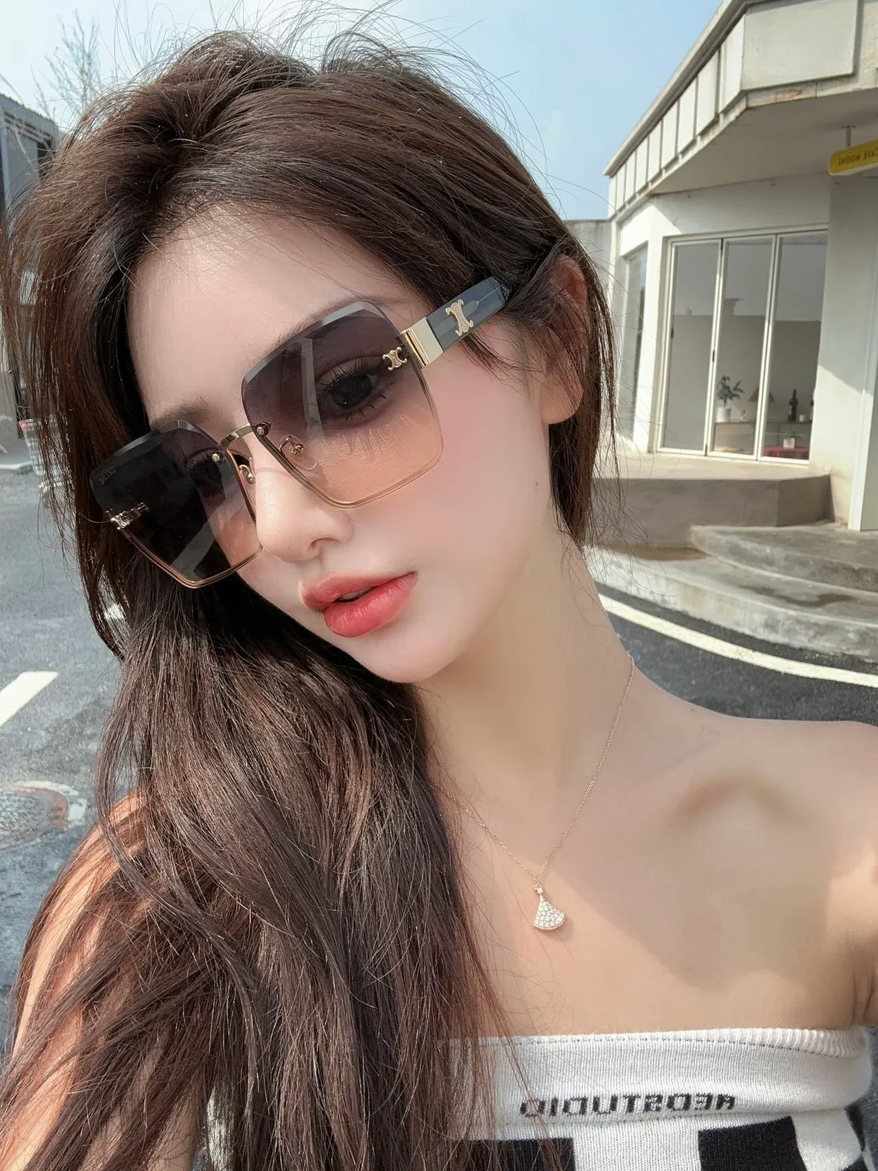 Celine Triomphe Gradient Brown Gray Rimless Sunglasses 8
