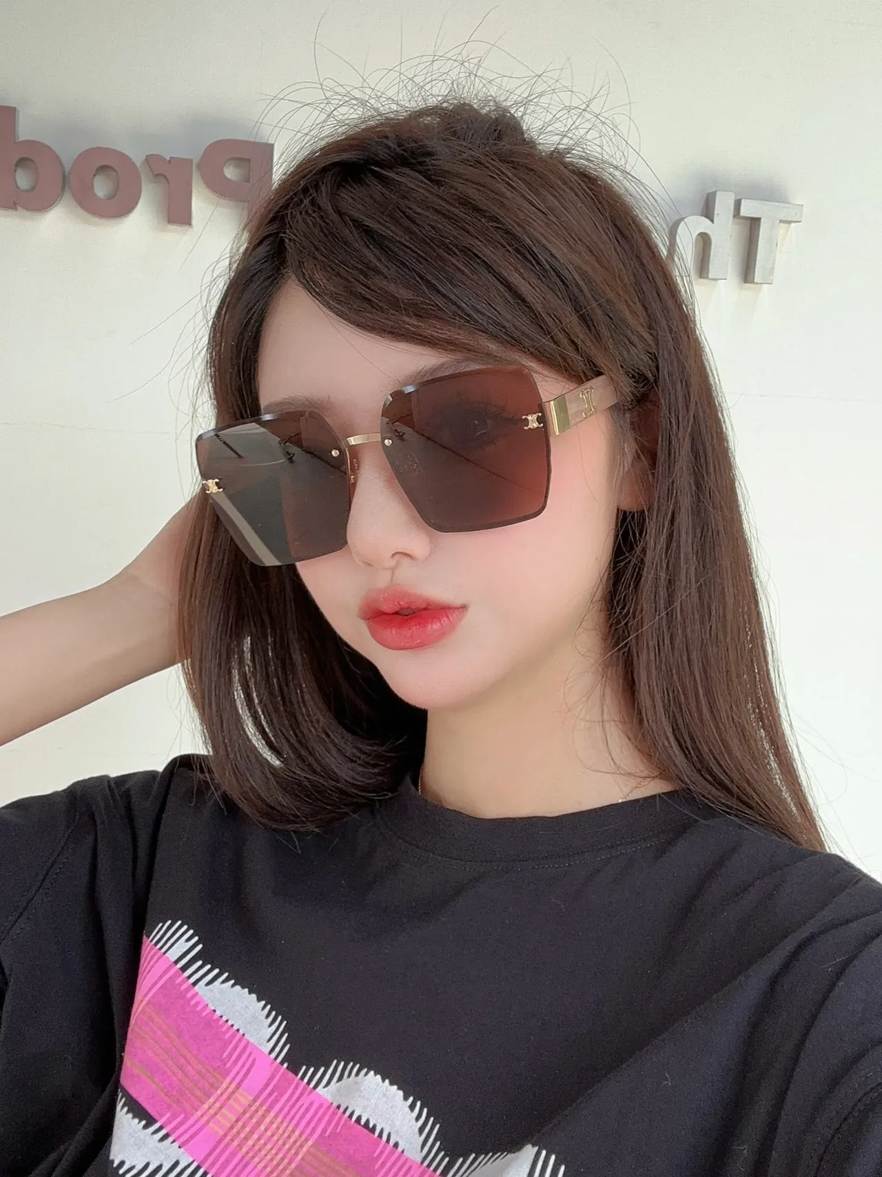 Celine Triomphe Gradient Brown Gray Rimless Sunglasses 9