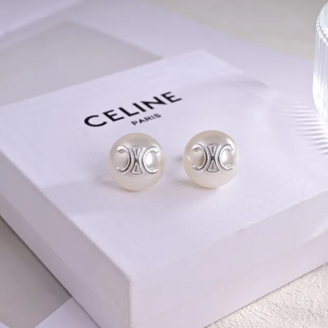 Celine Triomphe Pearl Stud Earrings 4