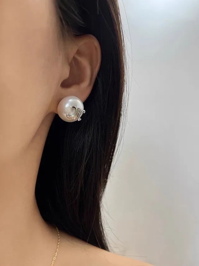 Celine Triomphe Pearl Stud Earrings 6